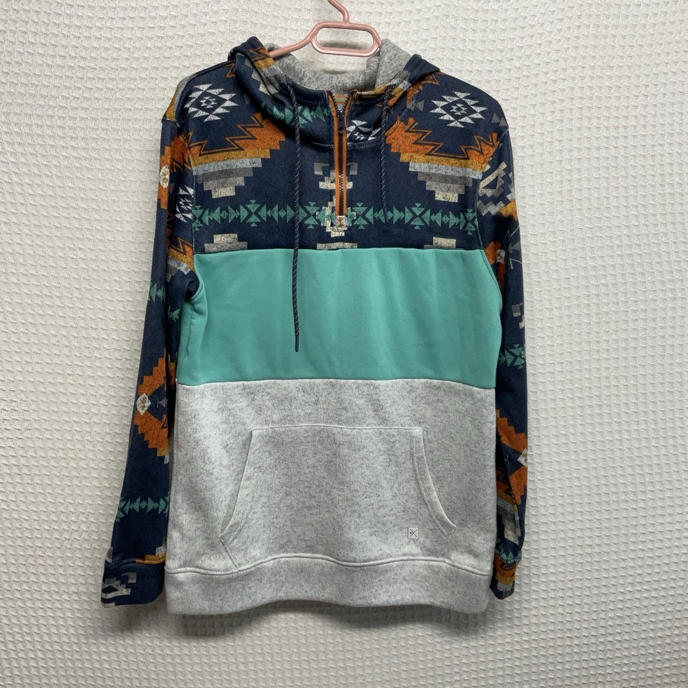 Departwest Tribal Aztec Southwest Hoodie 1/4 Zip Mens Medium M Ranch Pullover